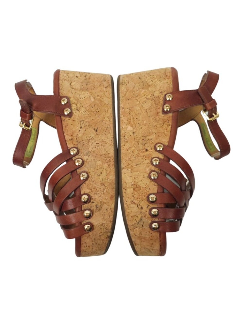 Bussola Mansfield Mavis Cork Wedge Sandals Platform EU 37 US 6 Brown Leather - Picture 9 of 16